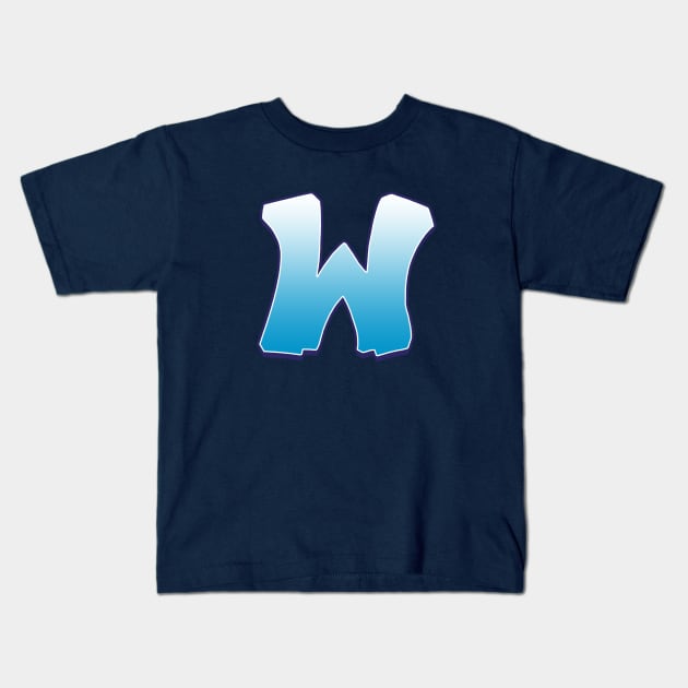 W- Blue Kids T-Shirt by Dmitri